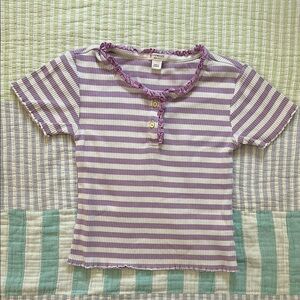 Crewcuts Purple Striped Ribbed Kids Shirt
